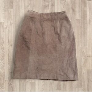 VINTAGE Taupe Suede Leather Mini-Skirt